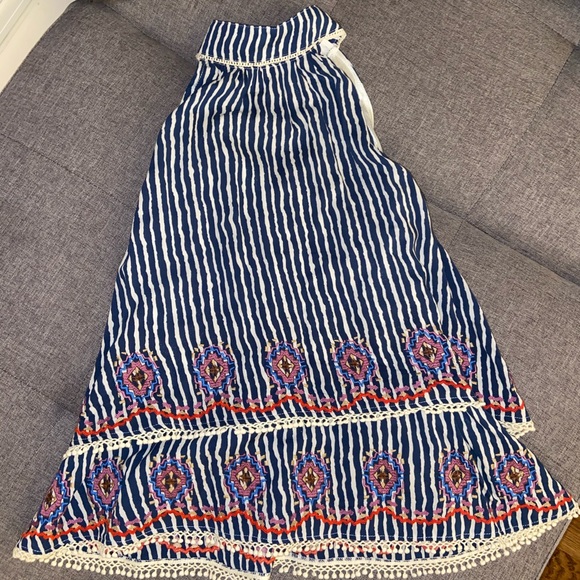 THML Halter Striped Tiered Embroidered Top - Picture 2 of 4